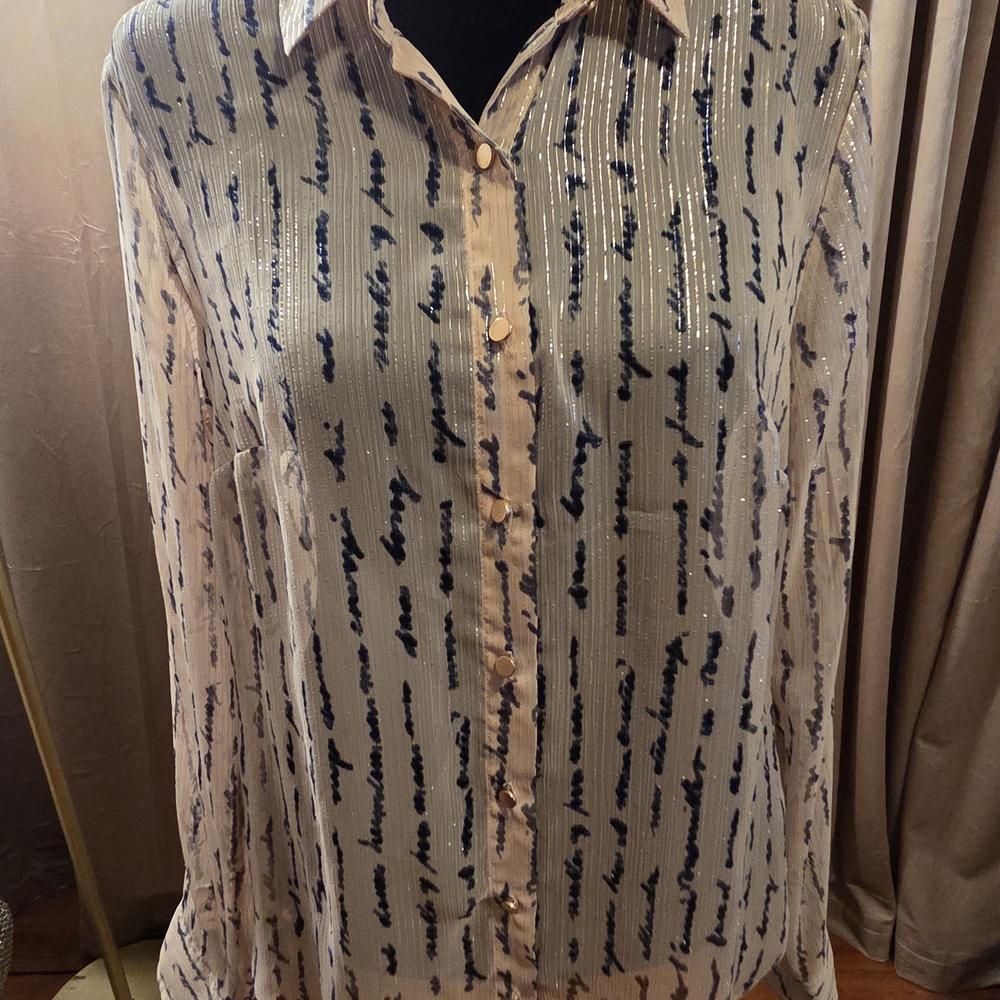 a new day Cream and Navy Blouse